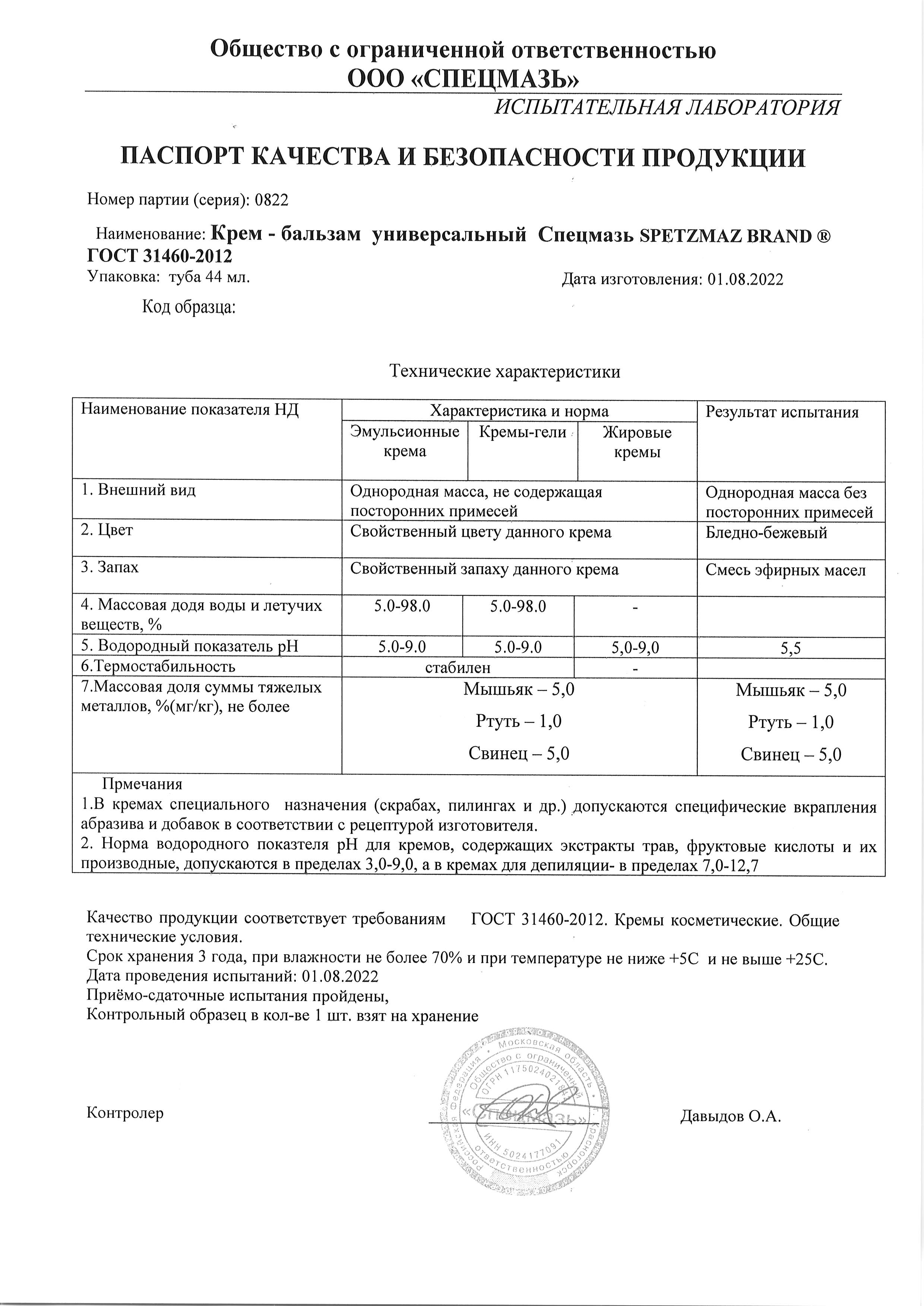 Паспорт №082022